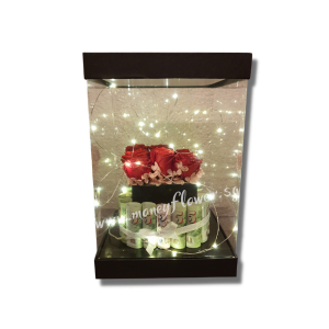 9 roses money gift box with led